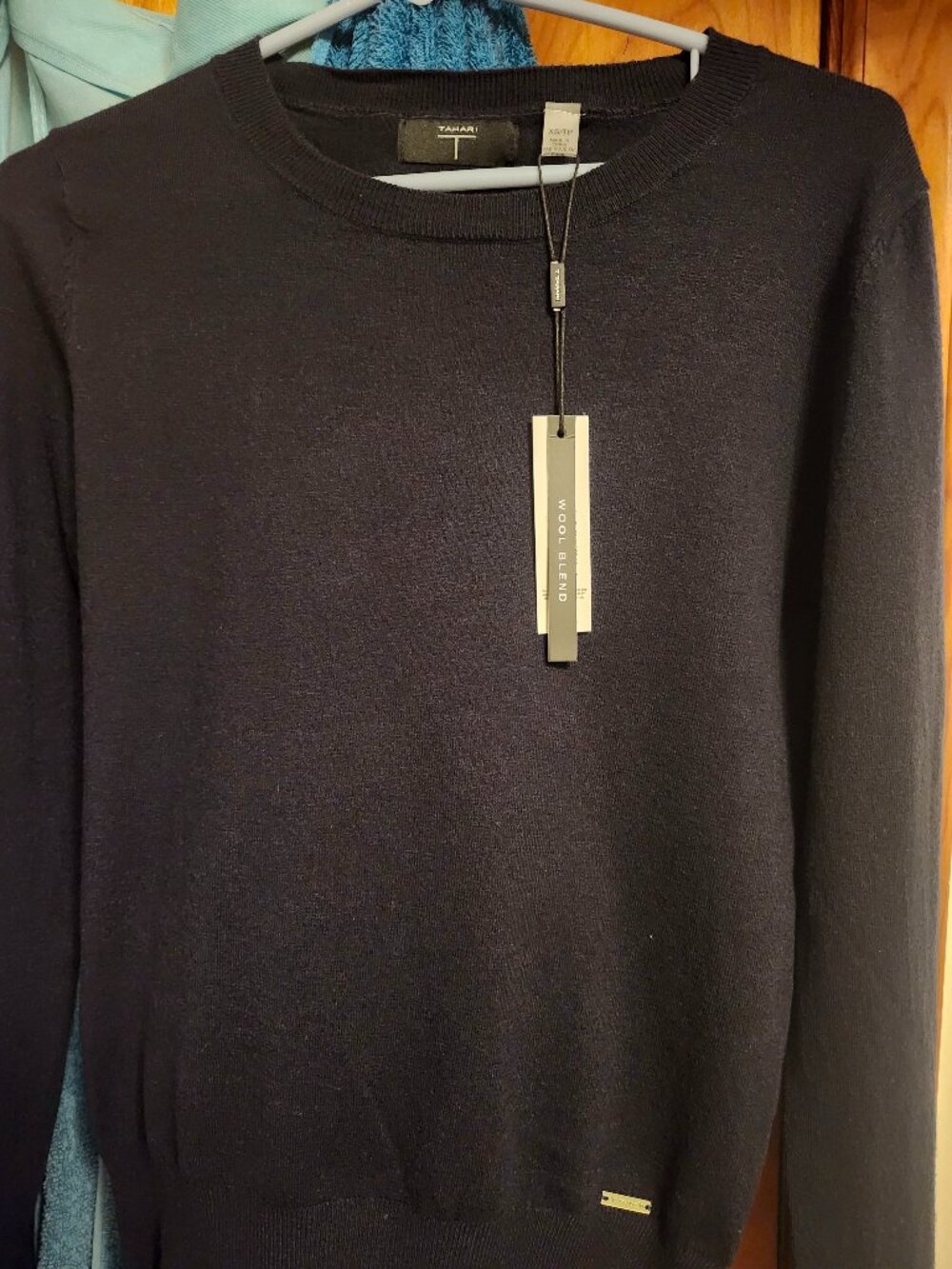 NWT Tahari college navy wool blend sweater